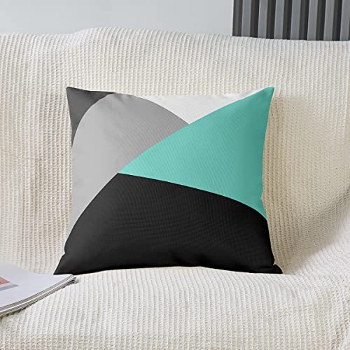 Loussiesd Set of 2 Strip Lines Throw Pillow Covers Geometric Grey Green Black Cushion Case for Home Living Room Decor Reversible Abstract Art Decorative Throw Cushion Case 18x18 Inch - Image 2