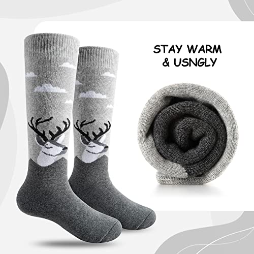 Cimkiz Kids Ski Socks(2 Pairs/3 Pairs), Boys Girls Winter Ski Socks For Toddler Outdoor Skiing Snowboarding (2-Pack(Gray+Gray), Medium(10-13)) #TOP1