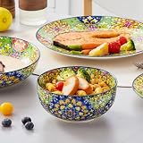 vancasso SIMI Zestaw obiadowy, 24 szt., dla 6 osób, porcelanowe talerze i miski, zestawy obiadowe w stylu boho, odporny na zarysowania, nadaje się do mycia w zmywarce i stosowania kuchence