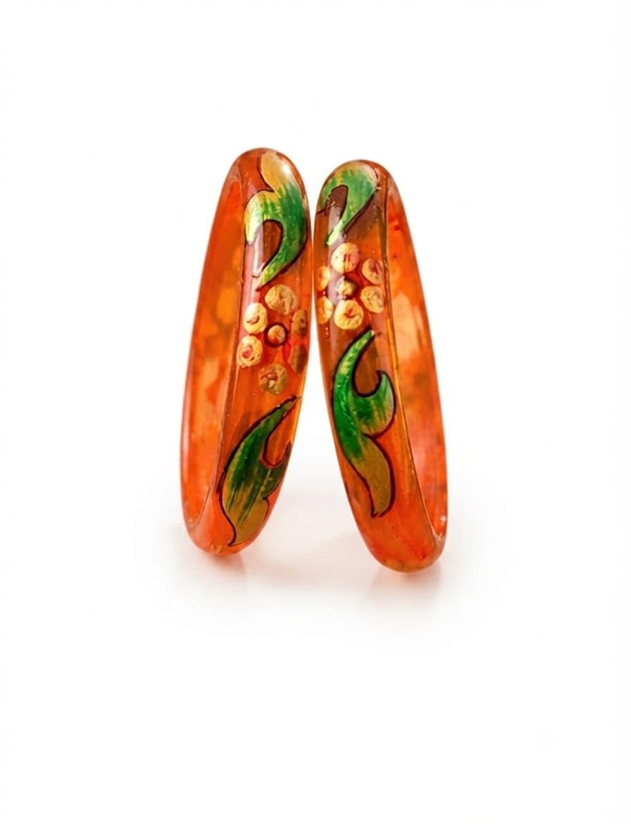 Hand Painted Orange Glass Bangles Handicraft-image-34