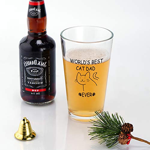 World's Best Cat Dad Ever Beer Glass, Novelty Gifts Idea For Dad Father Cat Dad Friends Men Cat Lover Pet Owner, Cat Lover Gift For Father’s Day Birthday Christmas, Funny 15Oz Drinking Beer Glass #TOP3