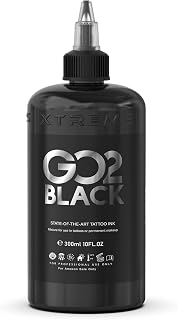 Xtreme GO2 Black Tattoo Ink for Bold Fillings, Long Lasting Vivid Color, Highly Concentrated, Smooth Application, Vegan Tattoo Ink (10 oz)