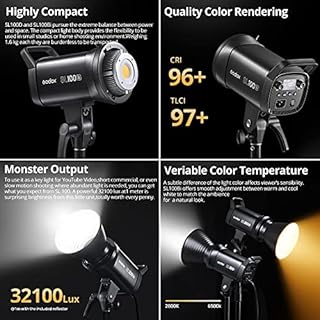Godox SL100Bi 100W 2800-6500K 100W White/Yellow Dual Color Temperature Version LCD Panel LED Video Light Continuous Output Bowens Mount Studio Light (Godox SL100Bi)