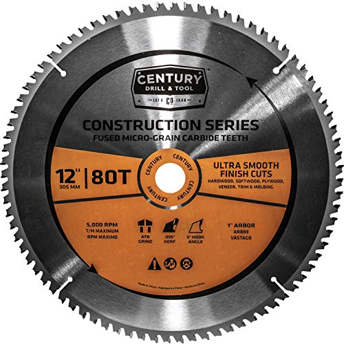 Century Drill & Tool 10244 Construction Series Circular Saw Blade, 12, 80T