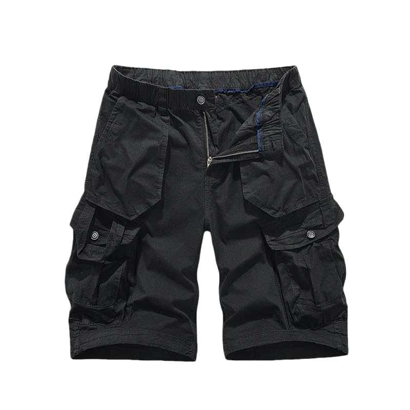 Bermuda droit homme en coton haut de gamme uni avec boutons