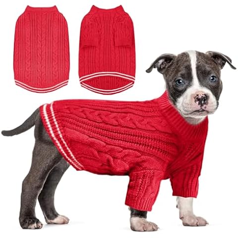 Sanqitara Dog Warm Sweater,high-Elastic,Soft Feel for Small and Medium Dog,Short Sleeves,thickcable Knitwear (Red, Small) Cover