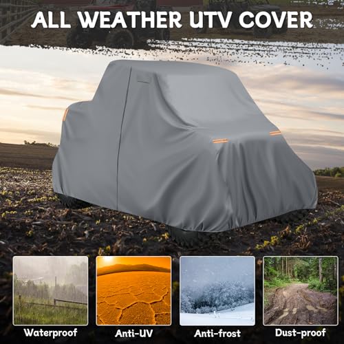 Image of Waterproof UTV Cover Compatible with Polaris RZR 2 Seaters Performance, 6 Layers All Weather Cover with Air Vents, Door Zipper and Windproof Buckles and Bands for Rain Snow Dust Protection