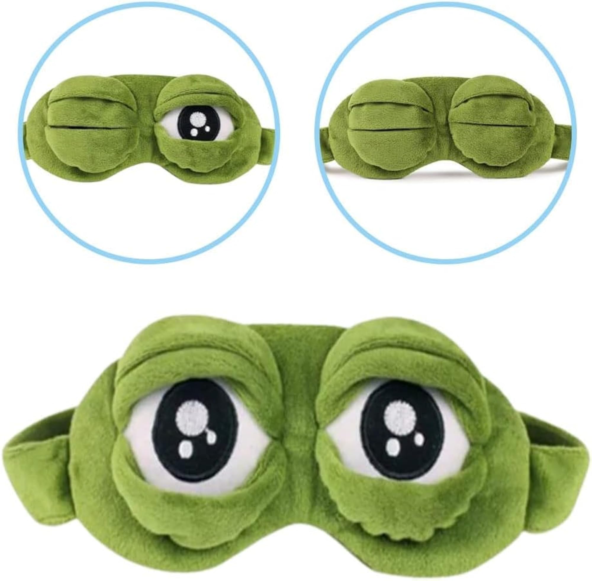 FEORA Sleeping Eye Mask for Women, Soft Plush Frog Design