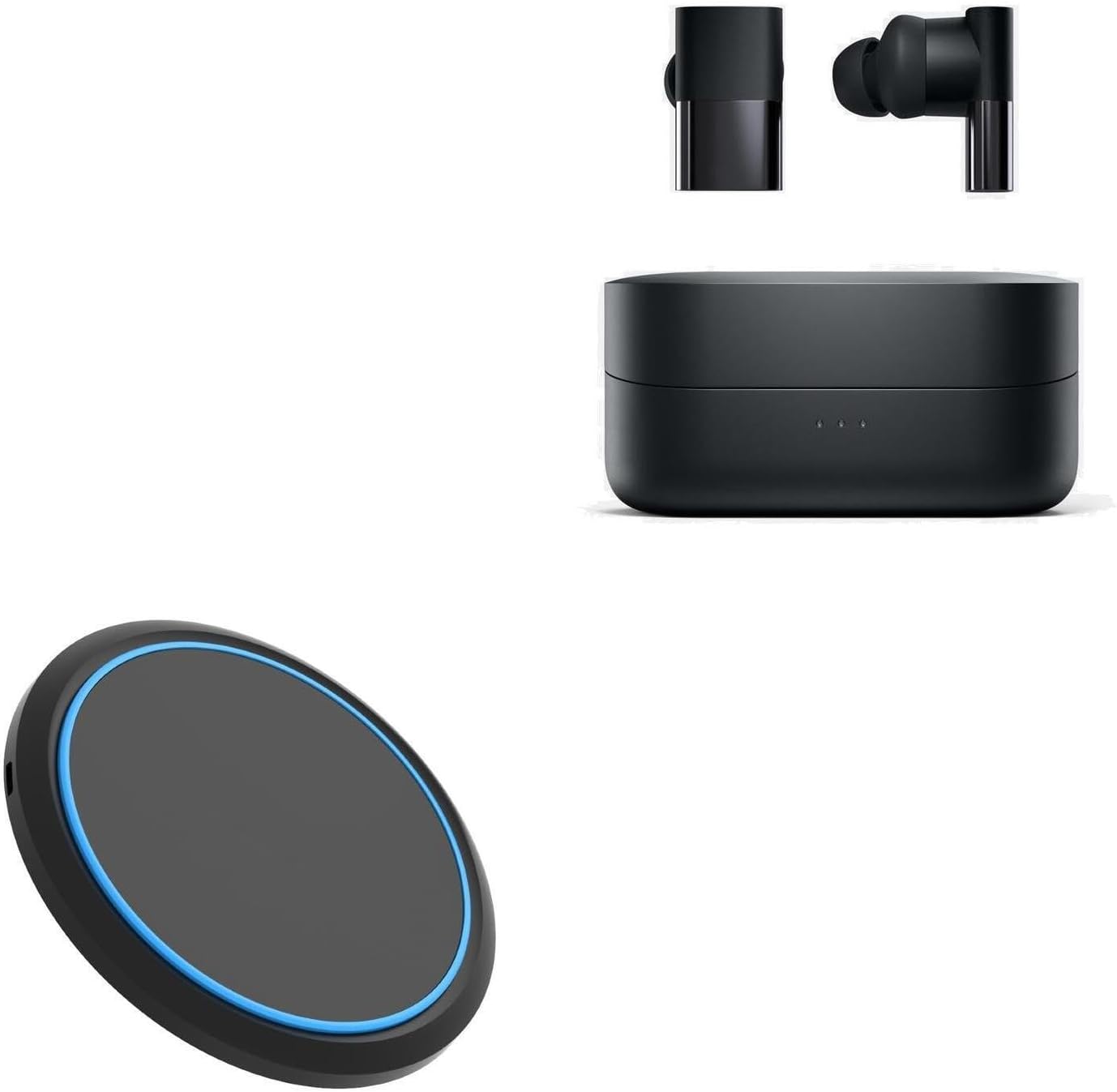 BoxWave Charger Compatible with Status Between 3ANC - SwiftCharge PowerDisc Wireless Charger (15W), Qi Wireless 15W Circular Desktop Charger - Jet Black