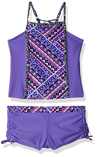 Free Country Girls' Square High Neck Tankini Set, Ultraviolet, 8