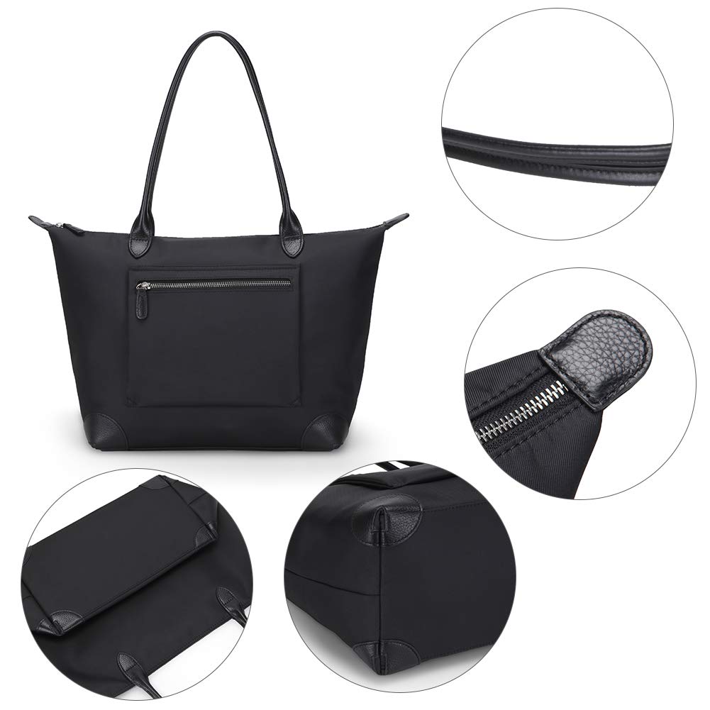 Borsa modello “Tote bag” da donna, grande borsa in nylon con manici in pelle, impermeabile, con cerniera, ideale per viaggio e lavoro