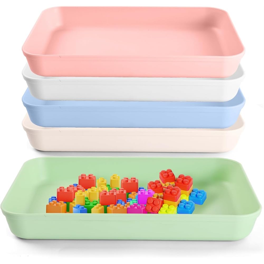 Duanthry Large Plastic Paint Storage Trays, 5-Pack Stackable Art Organizer, for DIY Projects- Serving Tray for Crafts