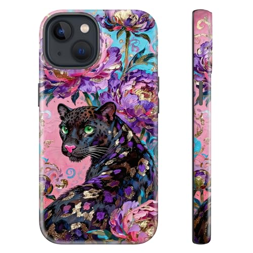 sallvmbek for iPhone 13 Case/iPhone 14 Case,Cute Cheetah Print Pattern Fashion Aesthetic Design,TPU and Hard PC Protective Shockproof Slim Phone Cover for Women Girl