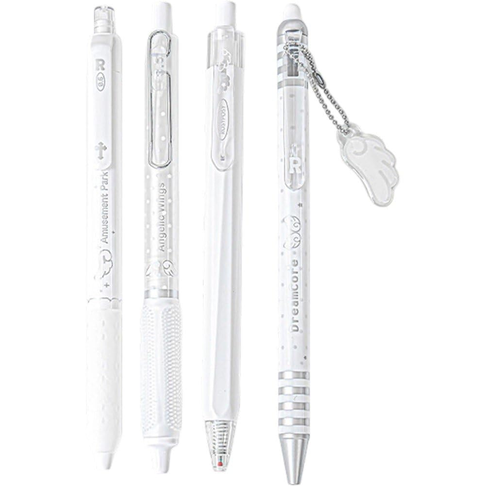 Fituenly 4pcs/set Angelic Pearlescent Gel Pen 0.5mm Cute Gel Pen Quick-drying Water-based Black Ink Writing Stationery for Students, Office Accessories