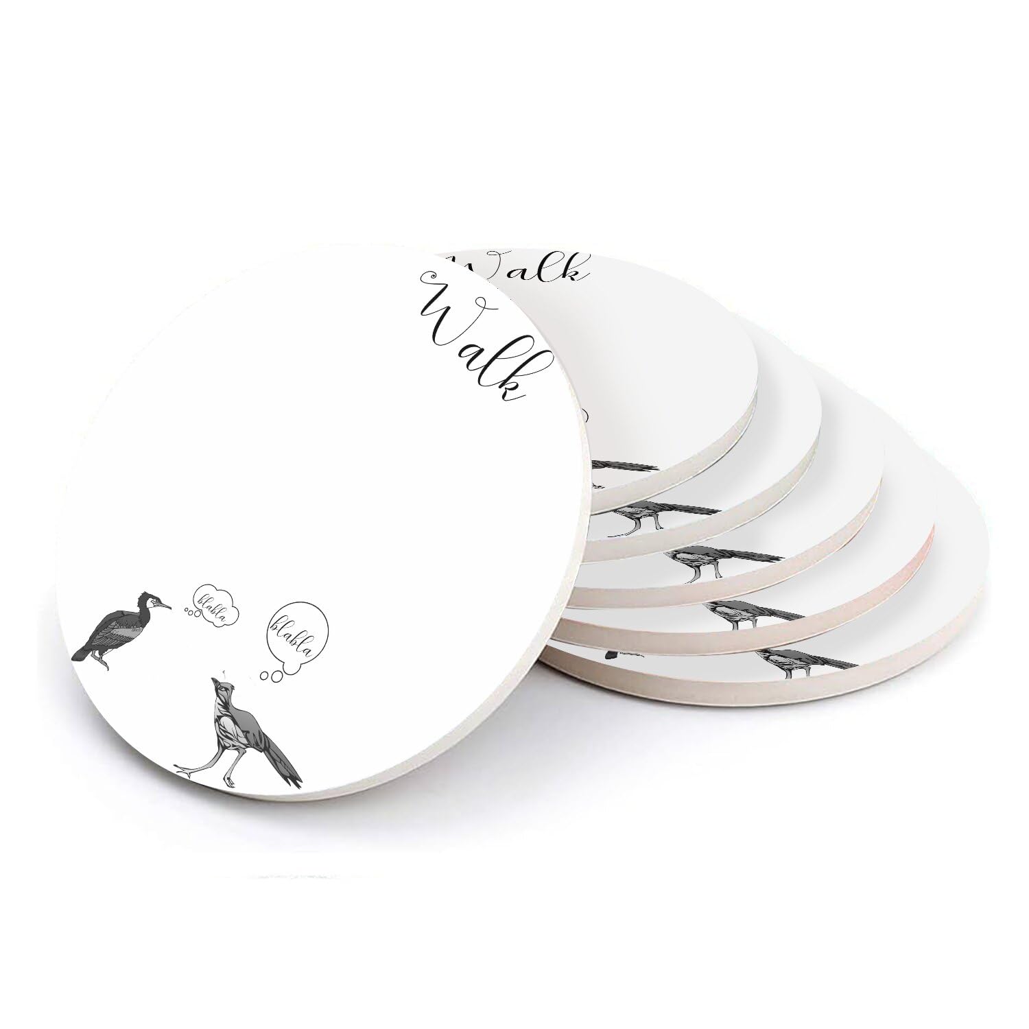 Sous-verre ronds en céramique : lot de 6 dessous de verre design humour table basse salon