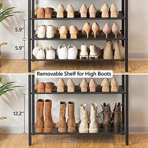 ALLOSWELL 8-Tier Shoe Rack, Shoe Organizer for Closet, Entryway, Large Capacity Shoe Shelf, 28-32 Pairs of Shoes, Shoe Storage with Adjustable Metal Mesh Shelves, Stable Sturdy, Rustic Brown SRHR1801