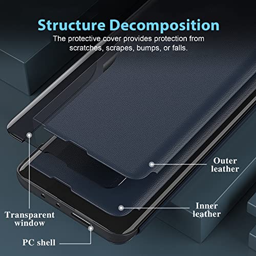 Coque Samsung S23 Ultra Cuir Bleu avec Support Rotatif 360 - 4