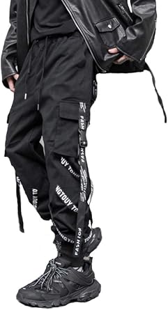 Hello MrLin Men's Techwear Pants Baggy Streetwear Hip Hop Joggers Cargo Trousers Punk Pants