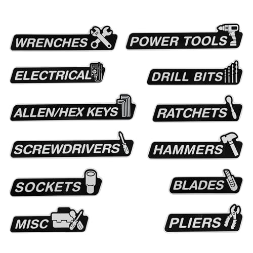 PAIYUE 12PCS Magnetic Tool Box Labels,Car Accessories Magnetic Toolbox Labels,Automotive...