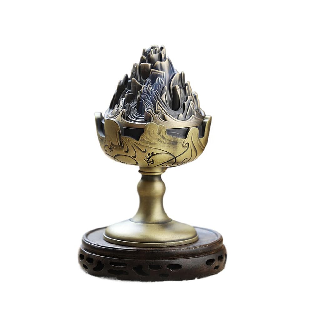 Brûleur d'encens en cuivre 13 cm, porte-encens style chinois