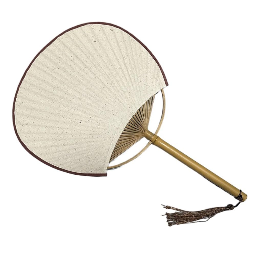 ZFPKXHVMG Bamboo Woven Fan, Blank Paper Fan With Tassels Bamboo Handle Chinese Style DIY(Color4)