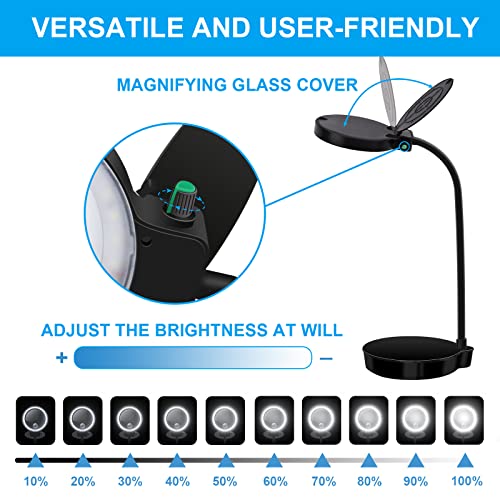 Juoifip Led Desk Lamp With Integrated Dual Magnification Lenses (10X & 20X), Usb Powered, Flexible Gooseneck, Ideal For Crafting, Reading, And Precision Work #TOP4