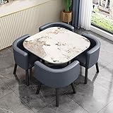 Chaises confortables de haute qualité : la surface de la chaise est fabriquée en cuir de haute qualité. L'intérieur est rempli d'éponge haute densité, qui est douce et confortable, et a une forte résilience, et le pied de chaise et le pied de table sont fabriqués en acier. Le design antidérapant du tapis empêche la friction d'endommager le sol, et est antidérapant et silencieux.