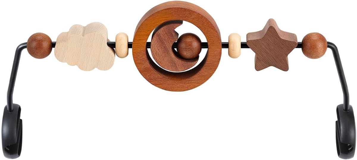 Toy Bar Compatible with Baby Bjorn Bouncer Toy Bar for Baby Bouncer, Durable Wooden Baby Bouncer Toy Bar Attachment, Rotatable Baby Sensory Toy (Natural Wood Colors)