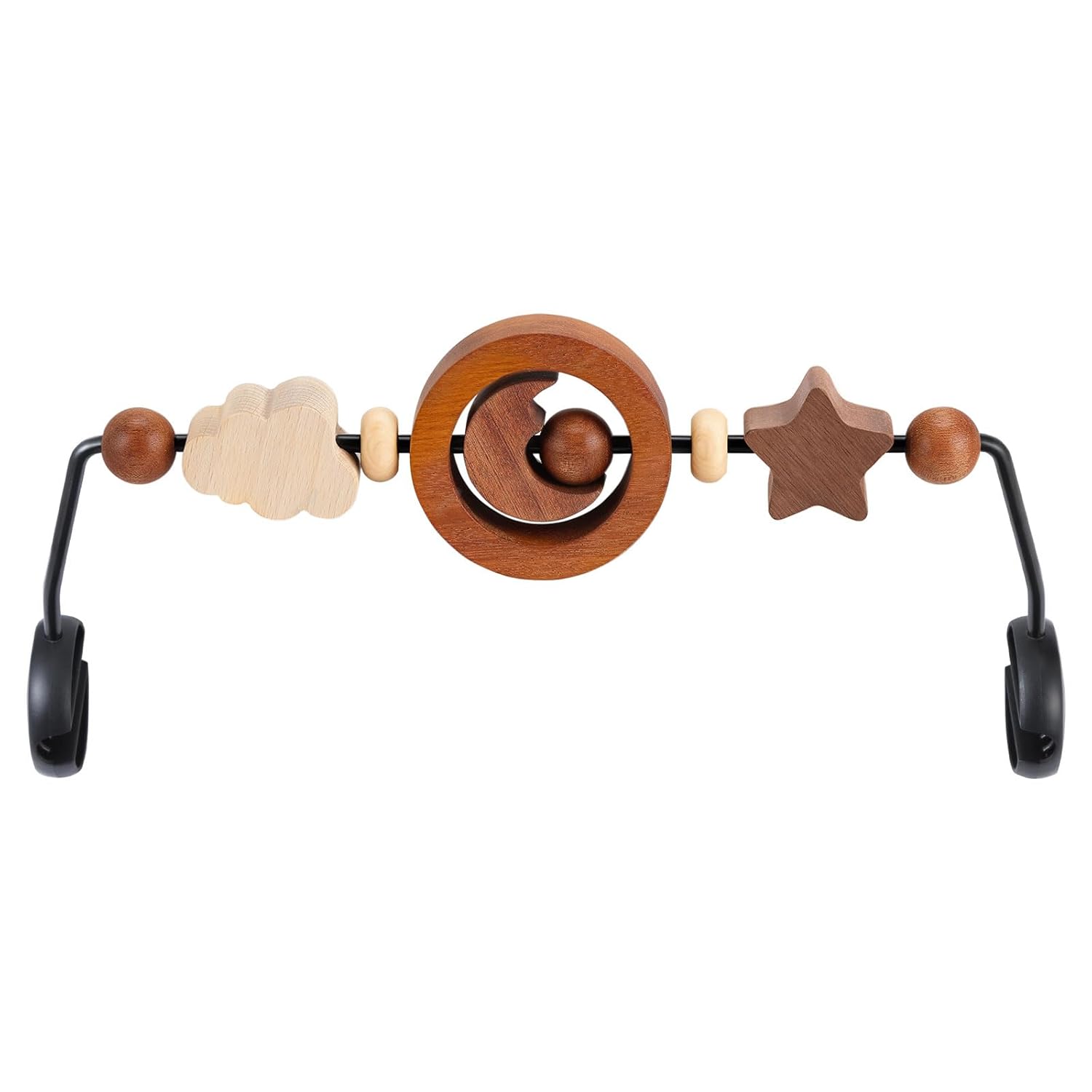 Toy Bar Compatible with Baby Bjorn Bouncer Toy Bar for Baby Bouncer, Durable Wooden Baby Bouncer Toy Bar Attachment, Rotatable Baby Sensory Toy (Natural Wood Colors)