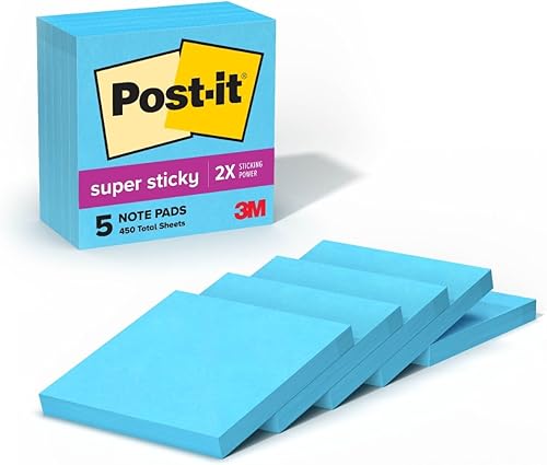Notas superadhesivas de Post-it, 3x3pulgadas, Azul Electric