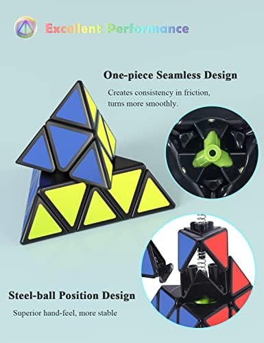 ROXENDA Speed Cube Set of 2x2x2 3x3x3 Pyramid Cube Smooth Fast Cube