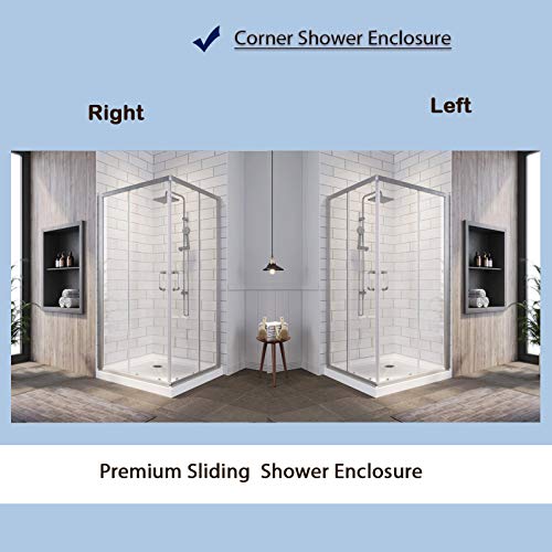 Sunny Shower Corner Shower Enclosure 1/4 In. Clear Glass Sliding Shower Doors, 34 In. X 34 In. X 72 In. Bath Door, Brushed Nickel Finish Corner Shower Glass Enclosure (Shower Base Not Included) #TOP2