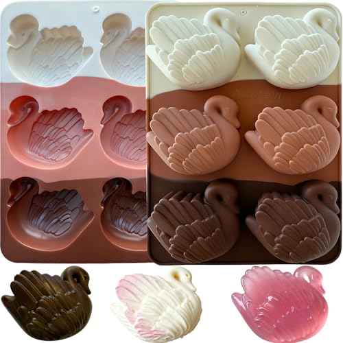 2 Pcs Swan Silicone Mold for Valentine's Day, 6-Cavity Swan