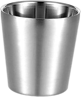 DimyFew Korean Tea Cup Double Walled Mug Drinking Cup Tableware Pint Cup Tumbler Water Mug for Hiking Bar Home Use Kitchen Fishing, Silver