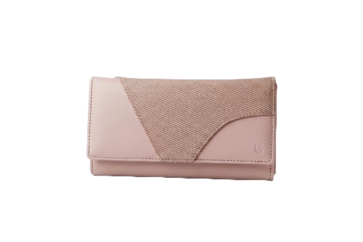 Women's Wallet with Card Slots, Pink Faux Leather Clutch Purse with Zipper Pocket and Magnetic Snap Closure-image-40