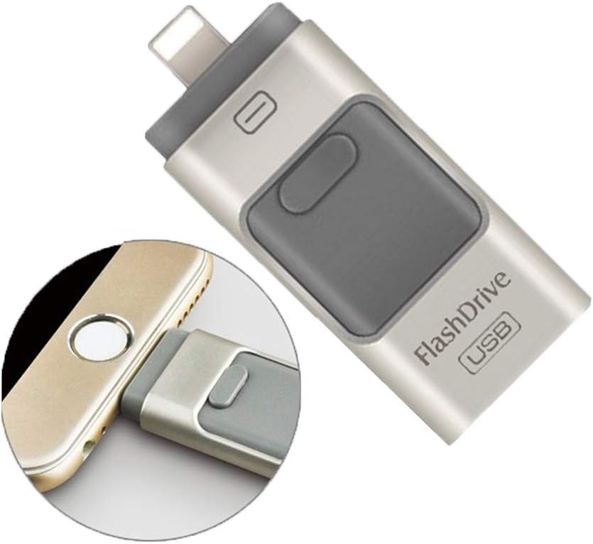 iOS Flash Drive for iPhone Photo Stick 128GB Memory Stick USB 3.0 Flash Drive Thumb Drive for iPhone iPad Android and Computers (128GB, Silver)