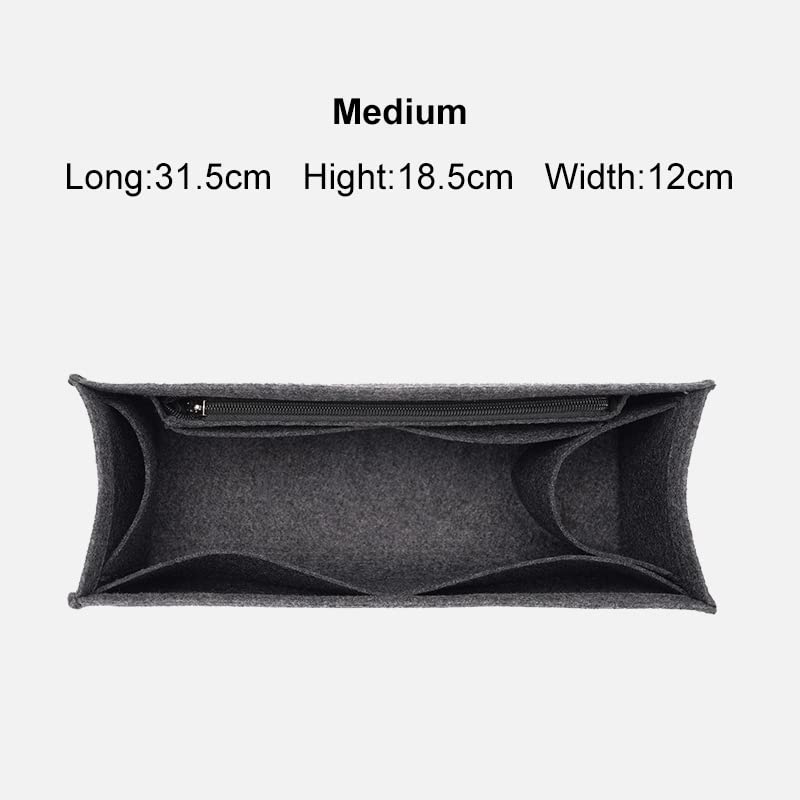 Embhlitfe Organizer Per Borse In Feltro Con Cerniera, 7 Tasche, Nero - 4
