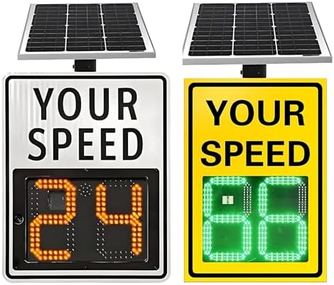 Solar LED Speed Radar Sign - Adjustable Speed Limit Display, 90x60cm IP65 Waterproof Aluminum for Highways & Residential Areas - Bright Yellow Safety Indicator