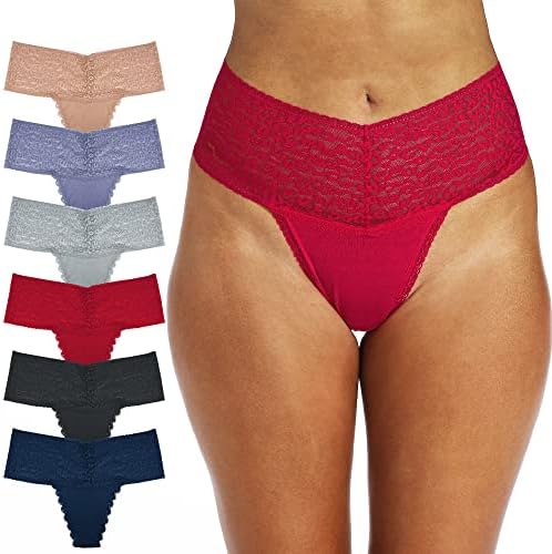 Xlndsoea Women's High Rise Retro Thongs Sexy Leopard Panties Seamless Lace Cotton Underwear Pack of 6