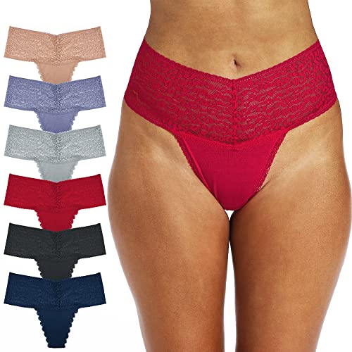 Xlndsoea Women's High Rise Retro Thongs Sexy Leopard Panties Seamless Lace Cotton Underwear Pack Of 6 #TOP21