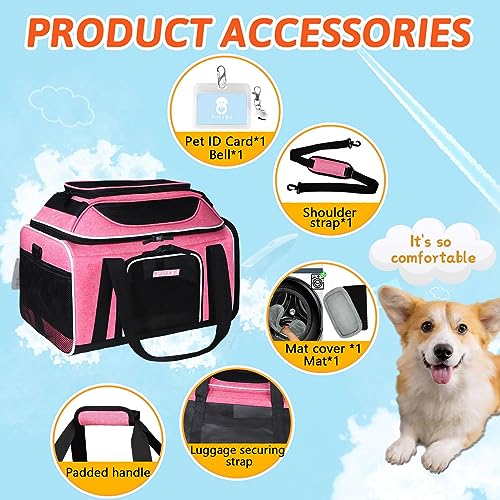 Image of Petskd Pet Carrier Top-Expandable 17x13x9.5 Southwest Airline Approved, Soft Small Dog Cat Carrier for 1-15 LBS Pets with Locking Safety Zipper and Anti-Scratch Mesh(Pink)