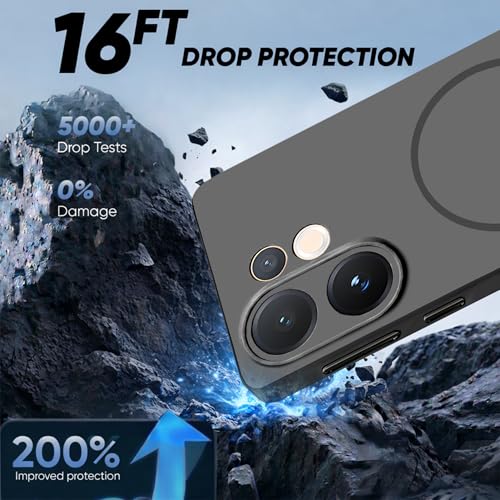 Image of KARWAN Slim Shockproof Back Case Cover Compatible with Vivo V60,Dual Layer Armor Protection with Matt Finish, Heavy Duty Cover with Magnetic MagEase Wireless Charging (Black)