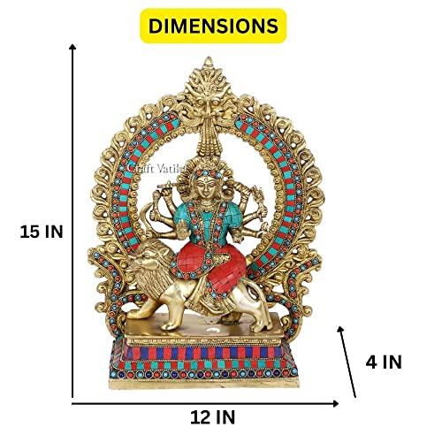 Image of Collectible India Brass Durga Idol, 15 Inches Height, Multicolour (Model Number: DTS105)