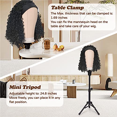 Mcwdoit 23 Inch Wig Stand Tripod With Head, 123Pcs Wig Head Set, Mannequin Head For Wigs Styling, 110Pcs Wig Pins, 3Pcs Wig Caps, 5 Pcs Clips, 1Pc Thread Bristle And 1Pc Brush Included #TOP3