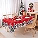 Christmas Tablecloths Rectanglar Winter Snowman Farmhouse Christmas Tree Table Cloth- 60 x 84 Oblong Polyester Red Xmas Table Cover Washable Waterproof for Holiday Decoration Party Kitchen Dining
