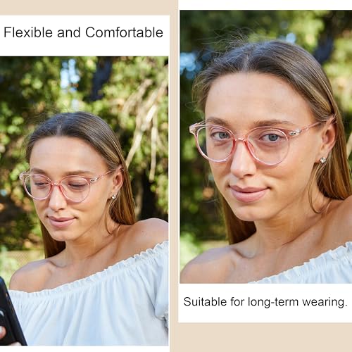 Image of OWL Round Blue Light Blocking Fake Eyeglasses for Women Men - Lightweight Frame, Anti UV400 Rays Protection Eyewear - 2 Pack