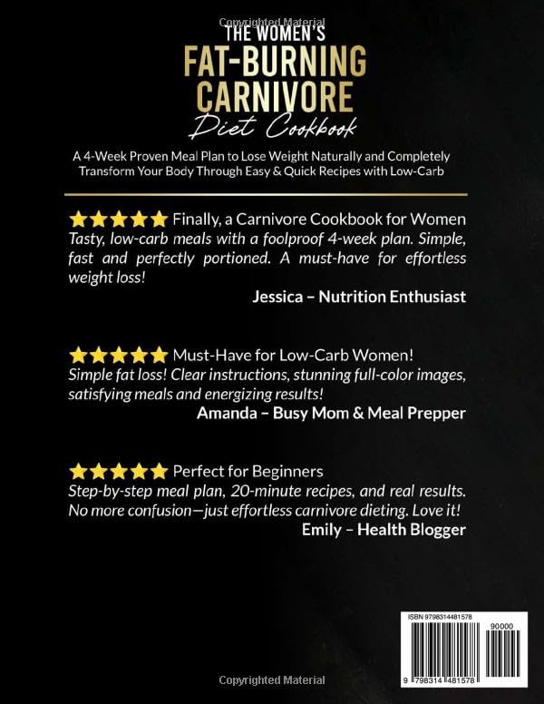 The Women’s Fat-Burning Carnivore Diet Cookbook: A 4-Week Proven Meal Plan to Lose Weight Naturally and Completely Transform Your Body Through Easy & Quick Recipes With Low-Carb | FULL COLOR EDITION - Image 2