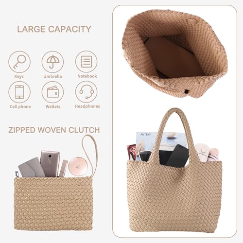 Bolso tote tejido vegano para mujer con monedero miniatura 4
