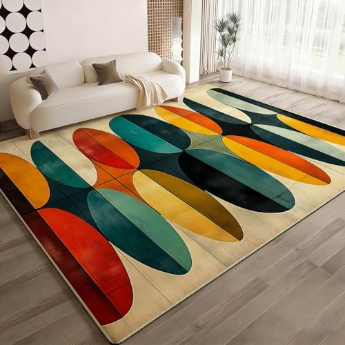 8x11 Geometric Rug, Mid Century Modern Rug for Living Room,