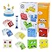 Coriver Montessori Toys, Puzzle-Bauwürfel, Rubiks mit wechselndem Gesicht Glocke und Sanduhr, 16 Ausdrucksbausteine und 64 Karten, Lernspielzeug für Kinder ab 36 Monaten